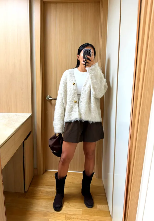 溫暖舒適女裝開衫，柔軟毛絨材質，時尚百搭