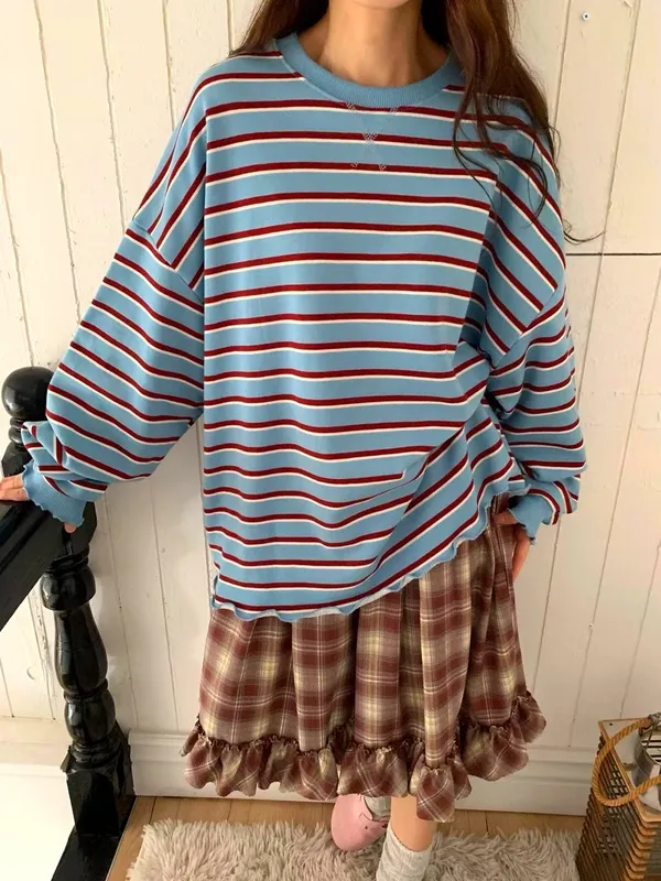 Loose Striped T-Shirt, Fashionable Casual Style