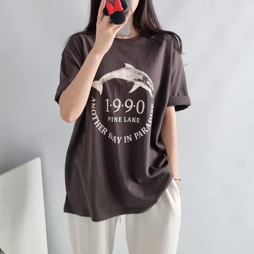 T-Shirt Lengan Pendek Cetakan Gaya Minimalis