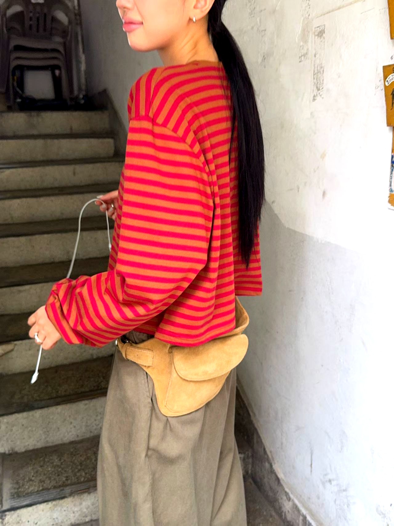 패셔너블 스트라이프 여성 상의, 편안한 캐주얼 스타일
