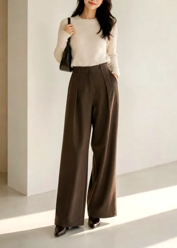 กางเกงหลวมสบายสไตล์แฟชั่น, ความสง่างามที่ลงตัว 🎉EDITION 2026 F/W COLLECTION ✔️Style No - #6321 제드 원턱 와이드 슬랙스 팬츠 ✔️Color -브라운, 블랙 ✔️Size - S, M, L ✔️Material - 폴리 95% 스판 5% ✔️Price - ₩22,000 📌MADE IN KOREA🇰🇷 💯Design by EDITION 📍CPH (청평화) 1F 나24호 EDITION (에디션) 📎Kakao talk - edition_wholesale 📎Kakao story - edition_denim 📎Wechat - edition_wholesale 📎Instagram - edition_wholesale