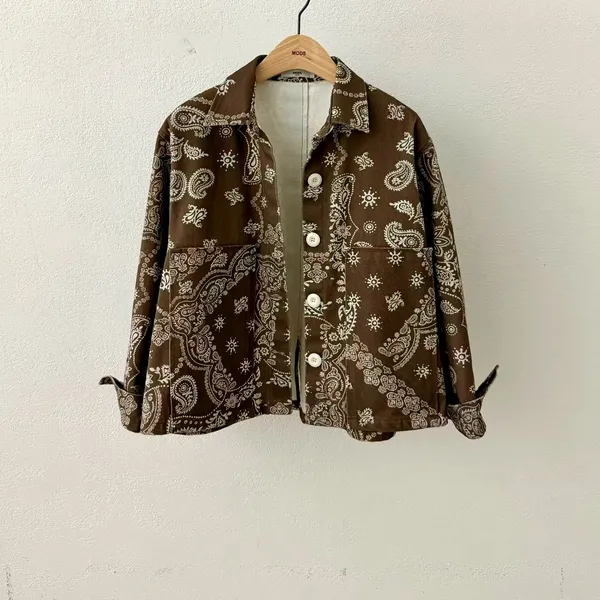 Vintage Floral Cotton Jacket, Fashionable Casual Style