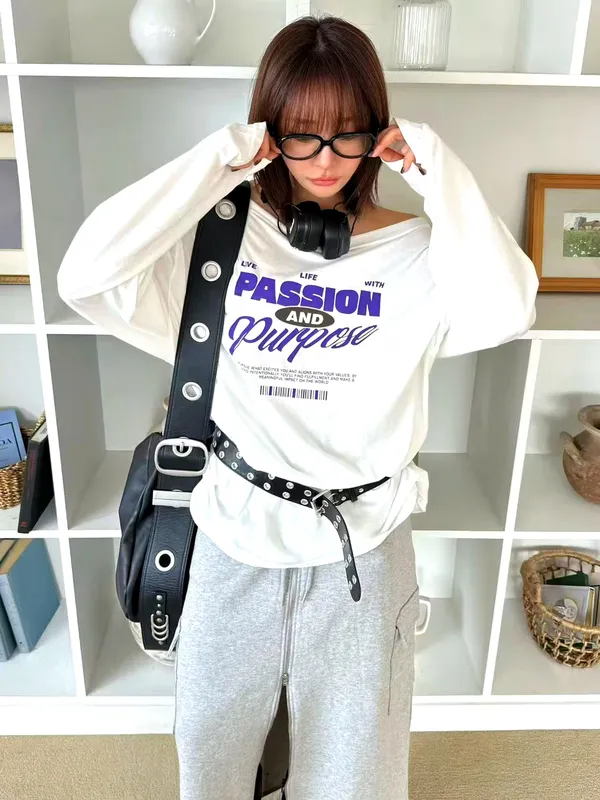 Stylish Loose-Fit Letter Print T-Shirt, Comfortable and Versatile
