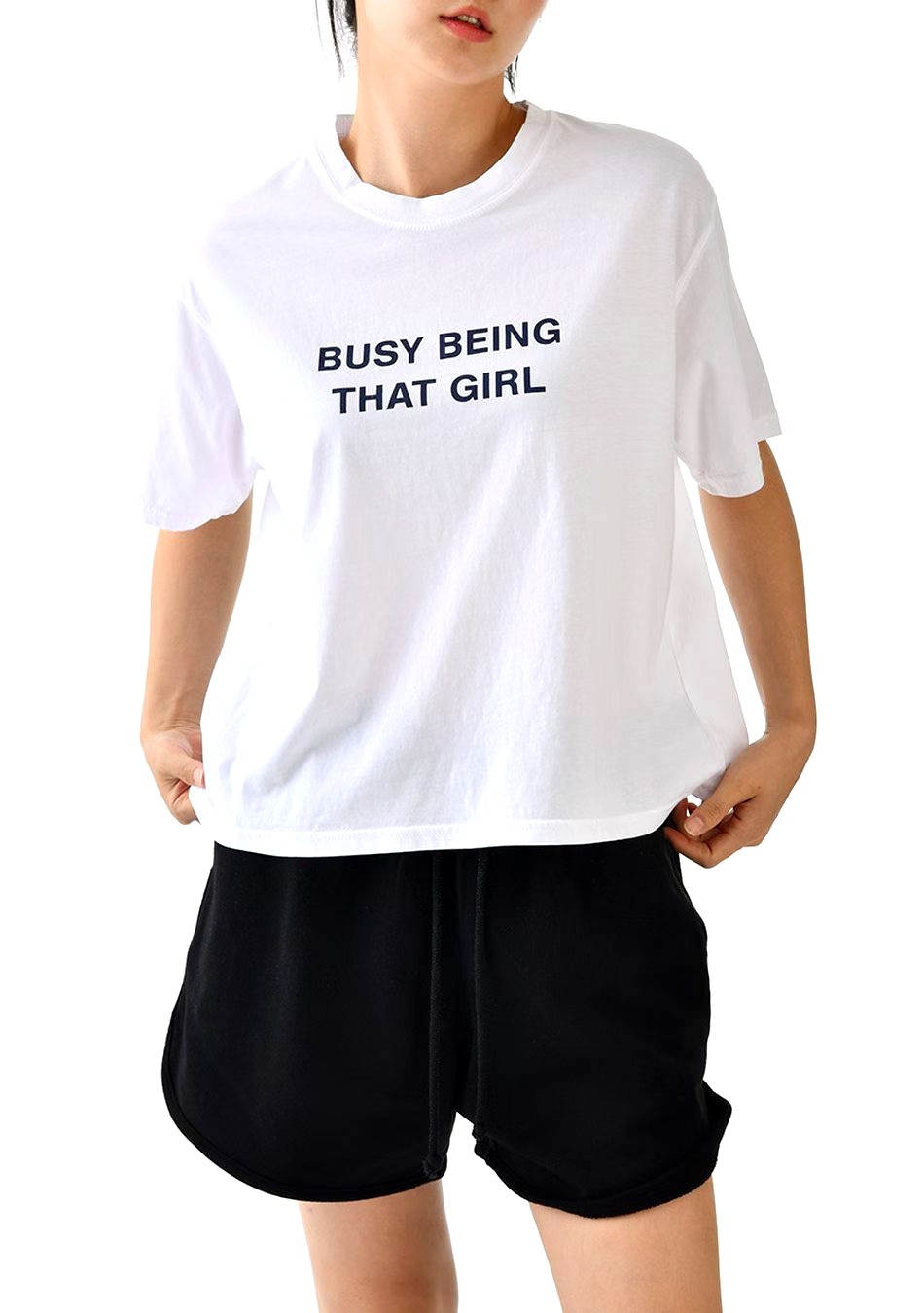 Casual White Short Sleeve T-Shirt with Letter Print