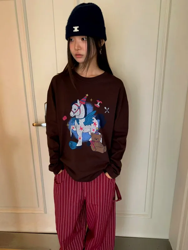 Cute Cartoon Pattern Women's Top - Comfortable and Casual Style