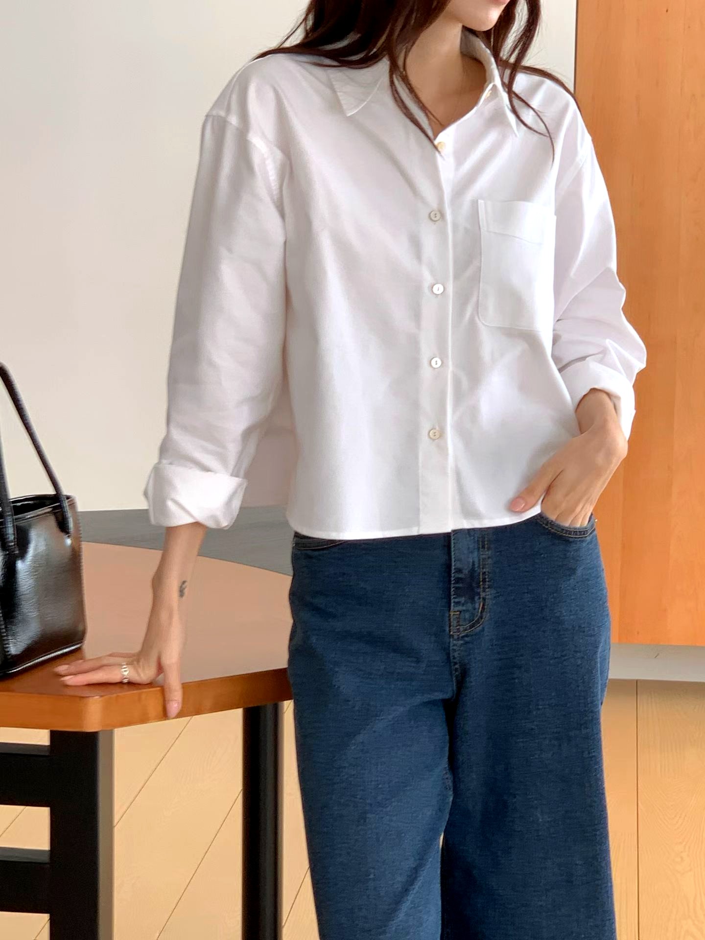 미니멀 화이트 셔츠 여성용, 편안하고 통기성이 좋으며, 패셔너블하고 다재다능