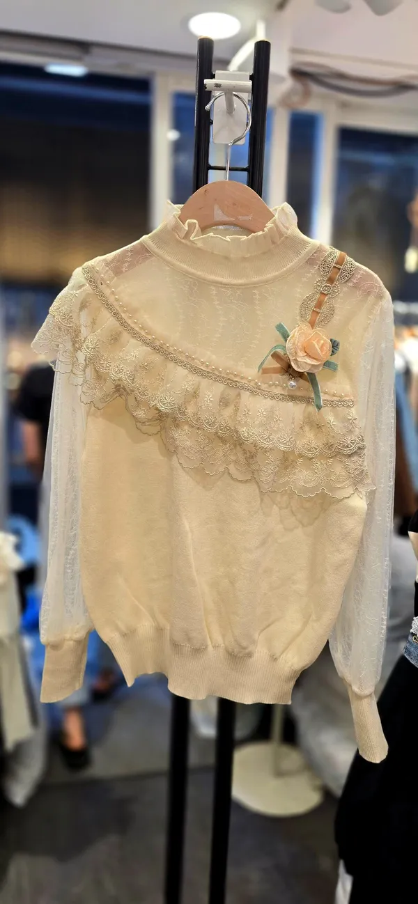 Elegant Lace-Trimmed Women's Top, Sweet Style