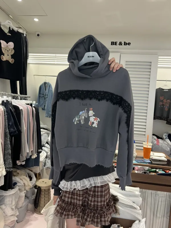 Cute Cartoon Embroidered Hoodie
