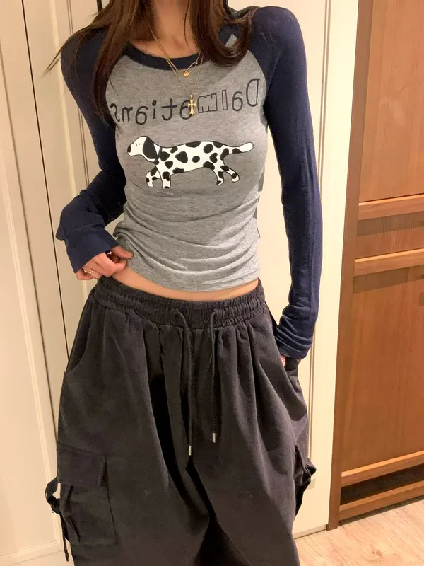 Cute Dog Pattern Long Sleeve T-Shirt - Comfortable and Versatile