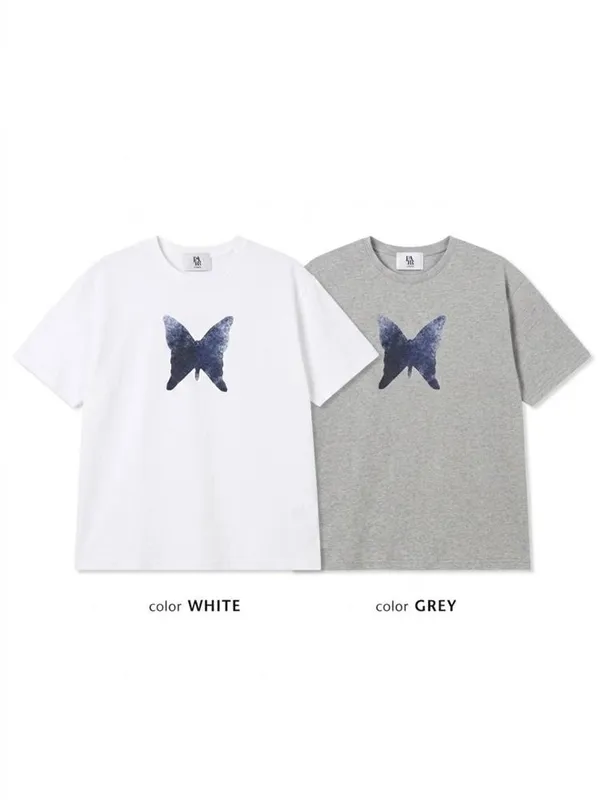 Stylish Butterfly Pattern Short Sleeve T-Shirt, Comfortable and Versatile
