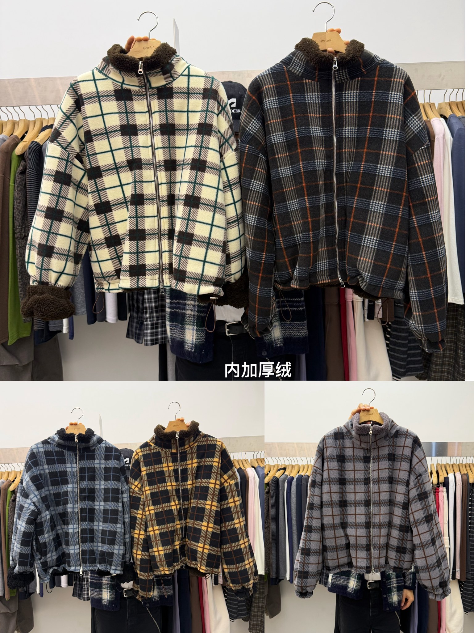 패션 체크무늬 여성 코트, 두꺼운 안감으로 따뜻하고 편안함