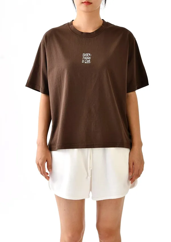 Casual and Comfortable Brown Printed T-Shirt, Fashionable and Versatile