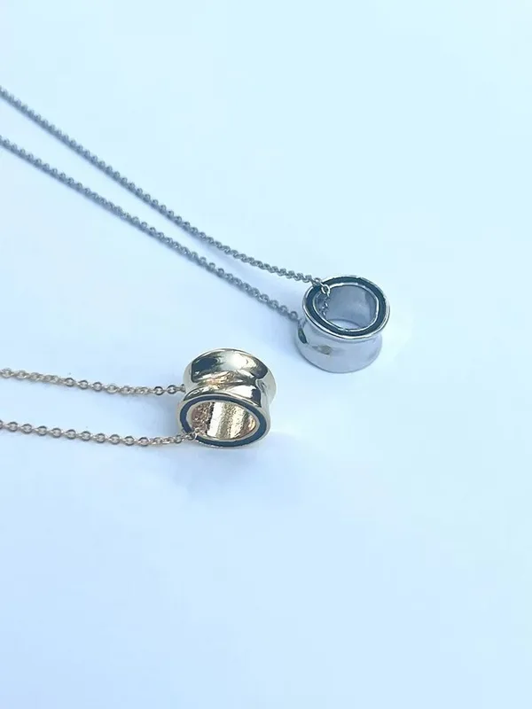 Minimalist Fashion Double Ring Necklace, Elegant and Versatile