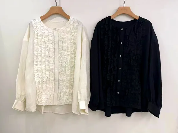 Elegant Ruffled Women's Top, Comfortable and Breathable, Perfect for Spring and Summer