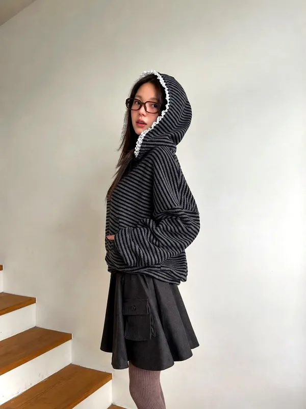 時尚條紋女裝外套夾克，舒適保暖