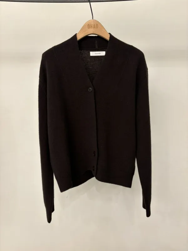 Classic Black Cardigan Knit Sweater, Warm and Comfortable