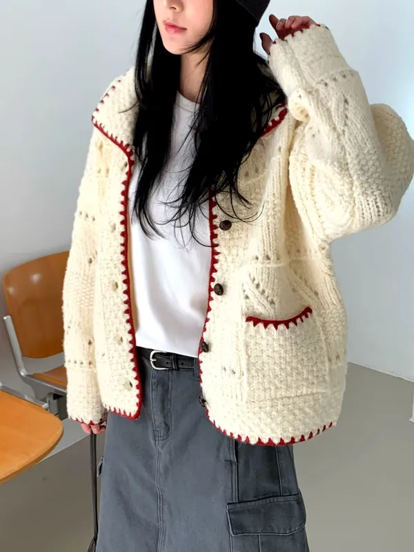 ファッショナブルで暖かい女性用ジャケット、ニットデザイン、快適で多用途