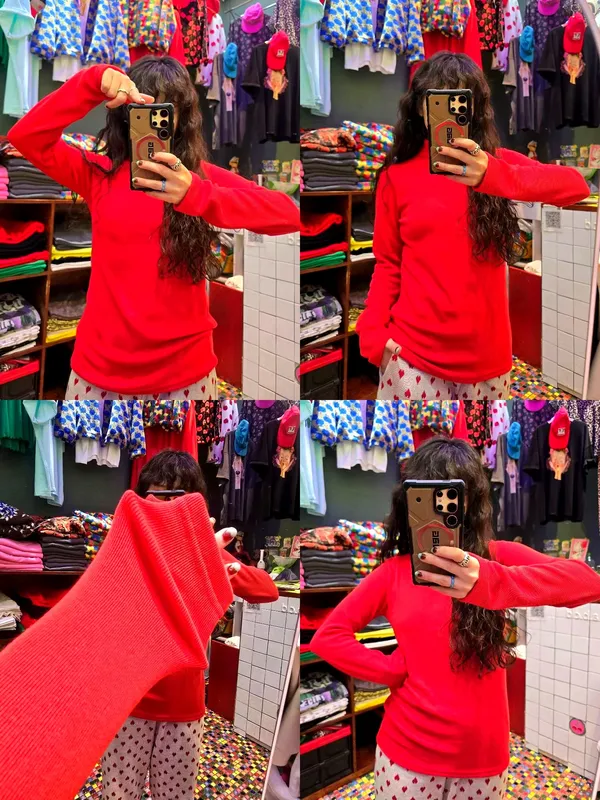Stylish Red Knitted Sweater - Comfortable and Versatile