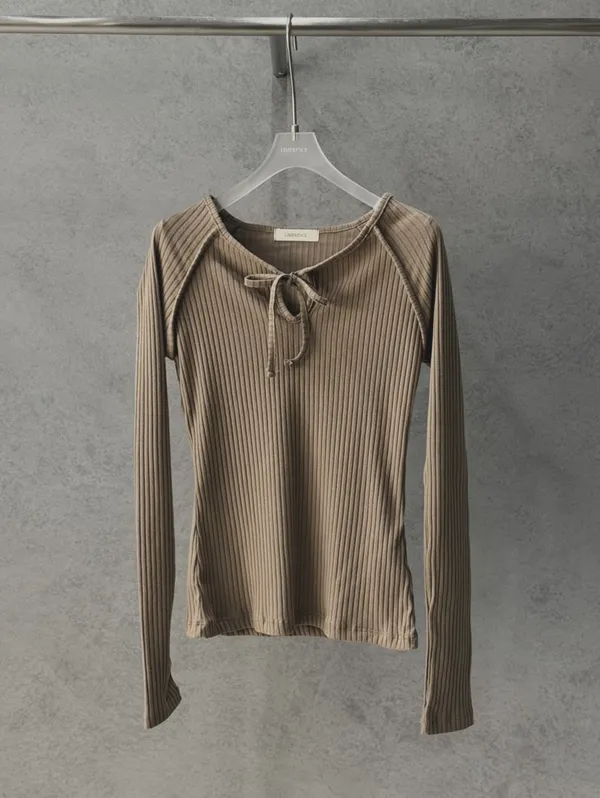 Slim-Fit Knitted Long Sleeve Top, Minimalist Fashion