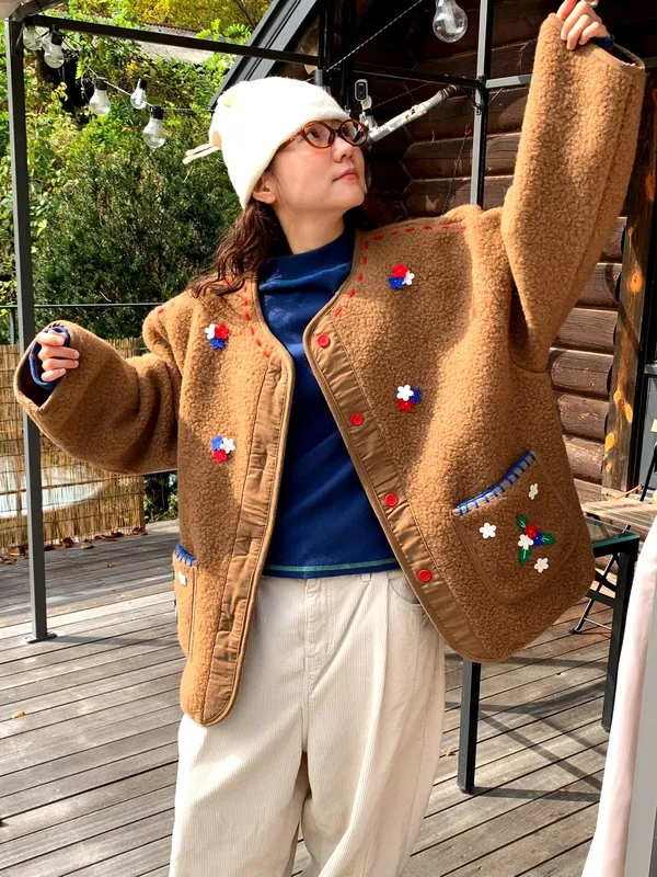 Warm and Cute Women's Jacket with Exquisite Embroidery Design