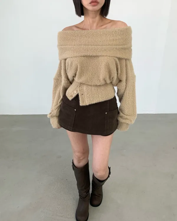 Cozy and Stylish Loose Sweater Paired with a Short Skirt
