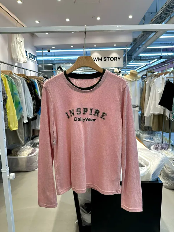 INSPIRE Embroidered Letter Long Sleeve T-Shirt - Comfortable Casual Style