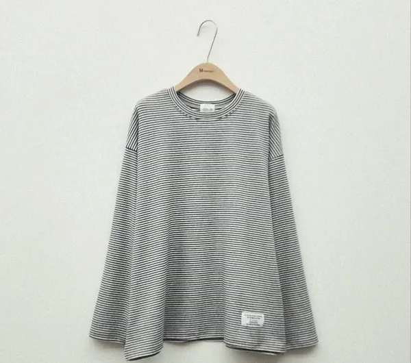 Loose Striped Long Sleeve T-Shirt, Comfortable Casual Style