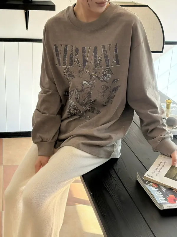 Vintage NIRVANA Printed Loose Sweatshirt