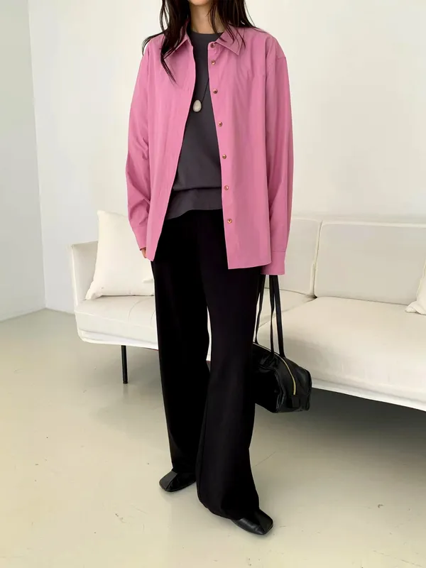 Stylish Casual Shirt, Soft Pink, Versatile Essential