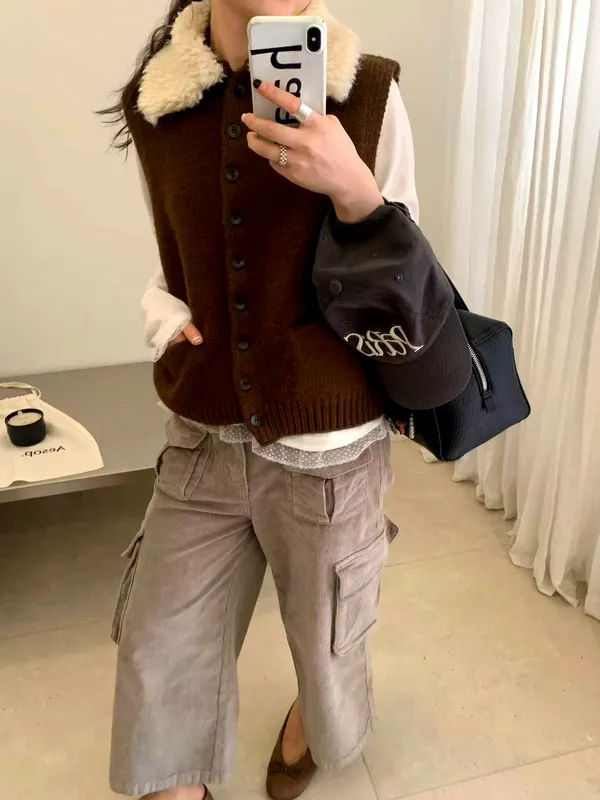 Warm Fur Collar Women's Vest Jacket - Fashionable and Versatile