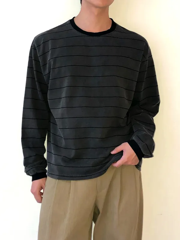 Men's Striped Long Sleeve T-Shirt - Comfortable and Casual Style