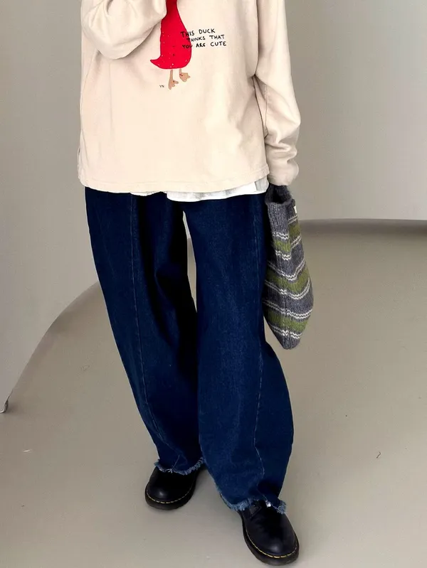 寬松休閒女裝牛仔褲，時尚百搭