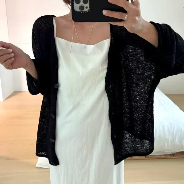 Fashionable Breathable Black Cardigan for Women
