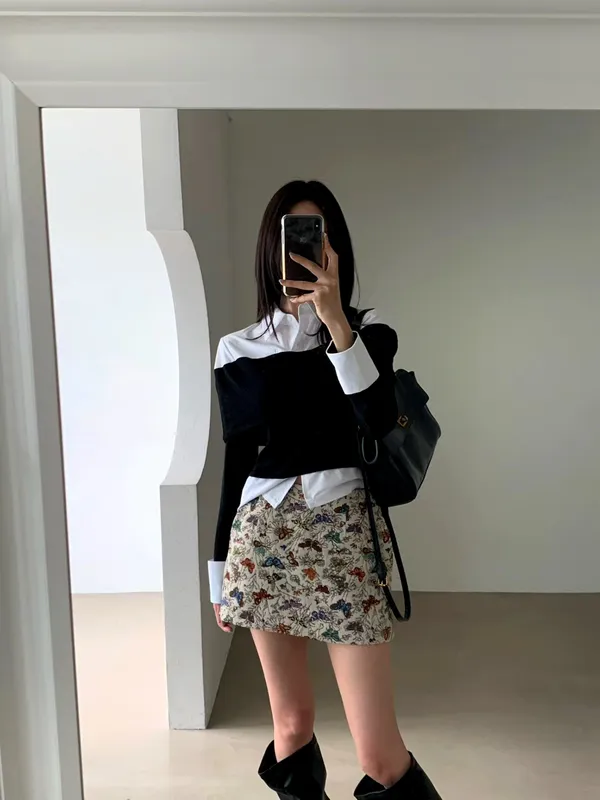 Elegant Floral Mini Skirt, Show Off Your Charming Qualities