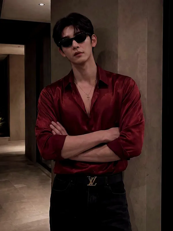 Stylish Red Shirt for Men, Exuding Elegance and Charm