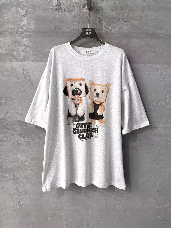 Cute Dog Pattern Loose T-Shirt