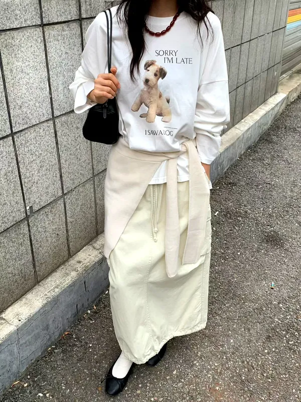 Cute Dog Pattern Loose T-Shirt, Casual and Versatile