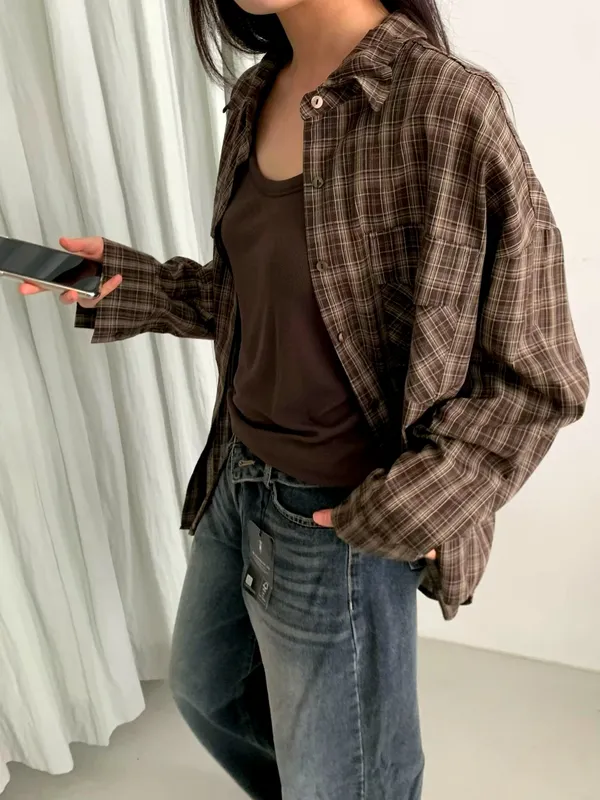 Fashionable Casual Plaid Shirt, Comfortable and Versatile