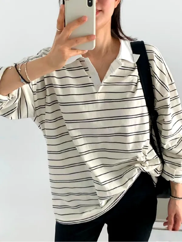 Minimalist Striped Women's Top, Comfortable Casual Style