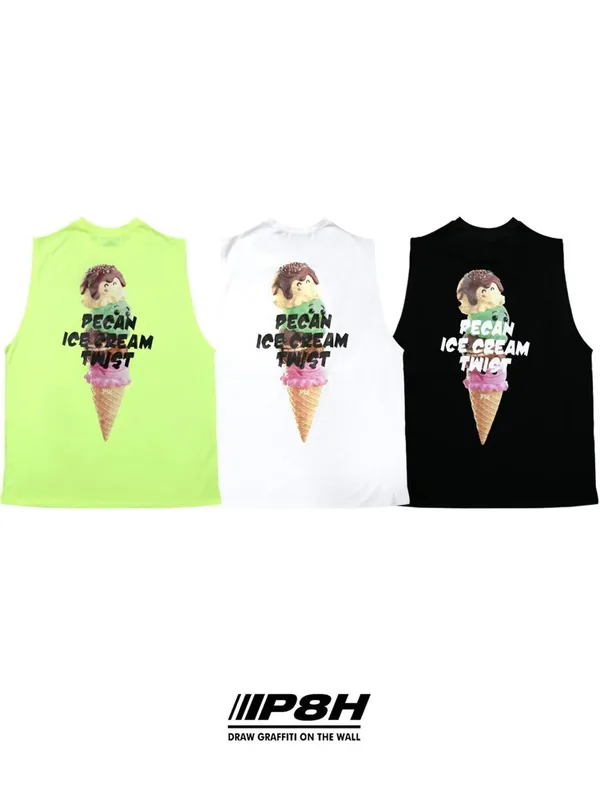 Creative Ice Cream Pattern Sleeveless T-Shirt