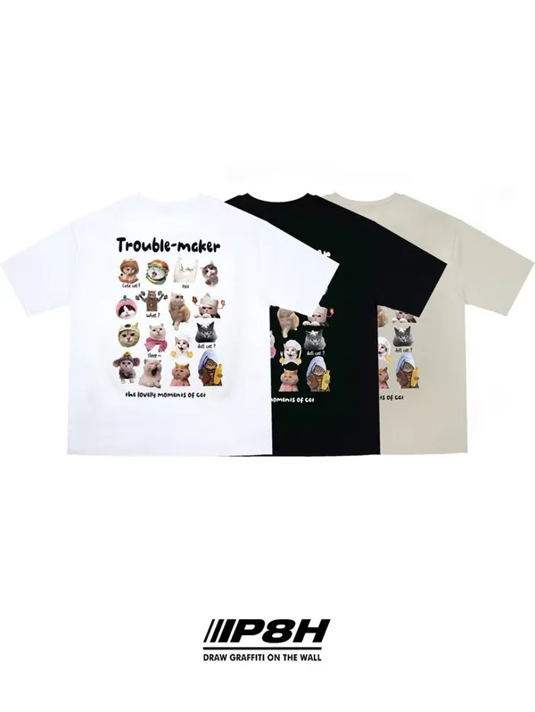 Cute Cartoon Pattern Short Sleeve T-Shirt