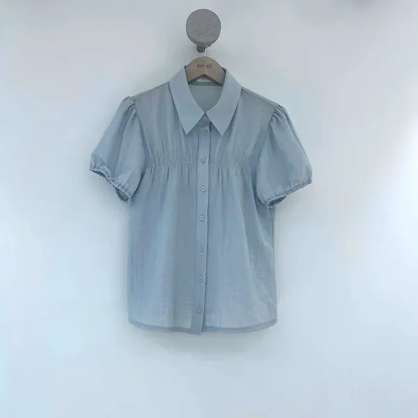Fresh Blue Short Sleeve Shirt - Comfortable and Breathable, Perfect Match