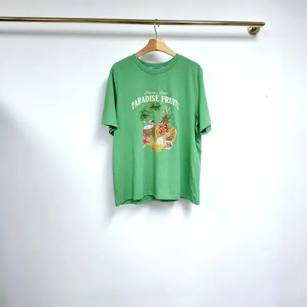 Fresh Green Fruit Pattern T-Shirt, Comfortable and Breathable, A Summer Essential