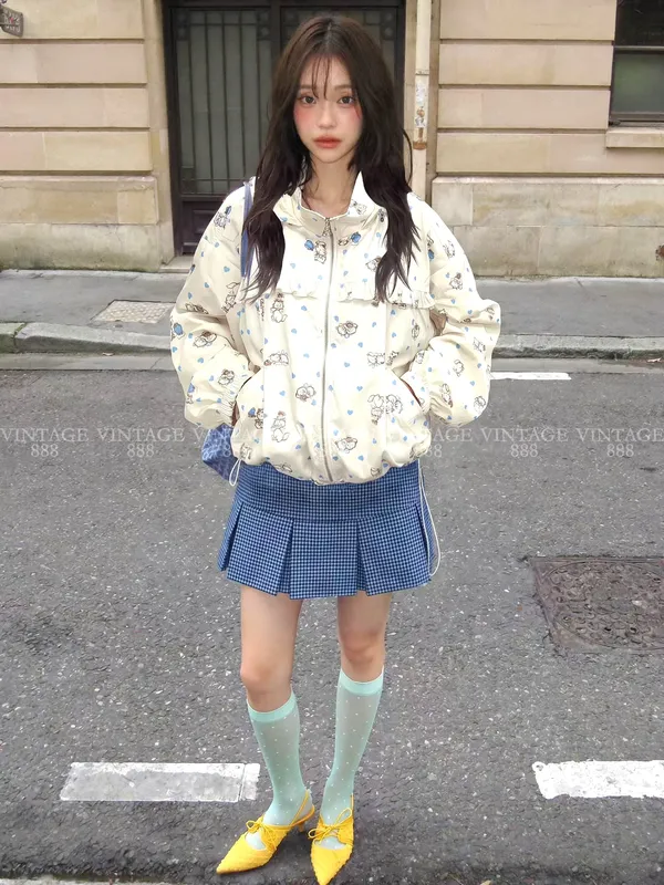 Cute Pattern Women's Jacket, Fashionable Casual Coat