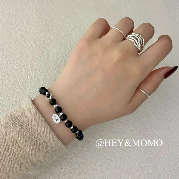 Stylish Black Beaded Bracelet - Elegant Accessory Bracelet