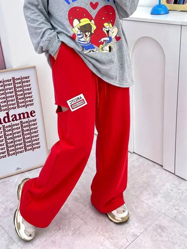 Stylish Casual Red Women's Pants - Comfortable and Versatile