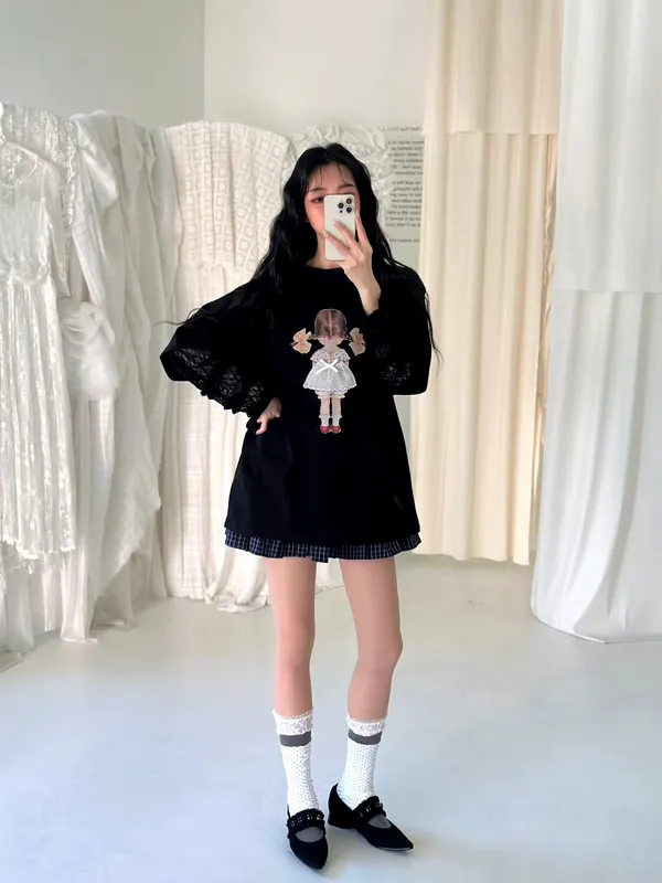 可愛卡通印花女裝T恤，時尚百搭