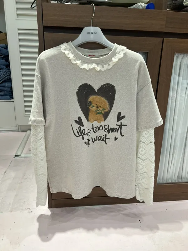 Cute Printed Long Sleeve T-Shirt, Comfortable Casual Style