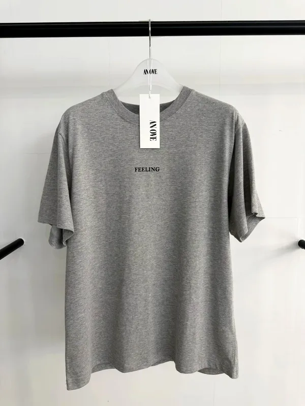 Minimalist Gray Printed Short Sleeve T-Shirt
