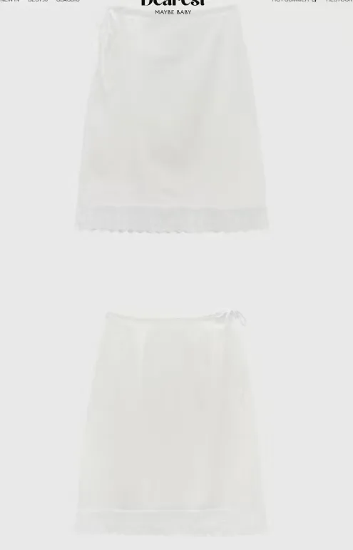 Elegant Lace-Trimmed White Midi Skirt
